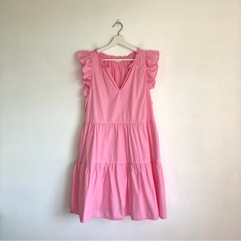A Loves A Bubblegum Pink Ruffle Trim Tiered Dress Size Medium Flirty Feminine